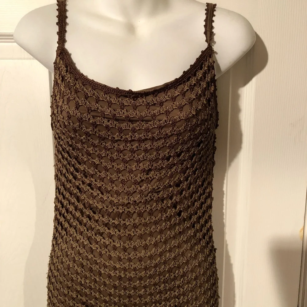 Carmen Marc Valvo CMV Vintage long knit spaghetti strap dress. Sz M - Picture 1 of 4